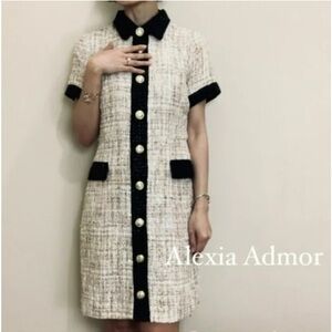 Alexia Admor Jenni tweed shirt dress beige and black 2